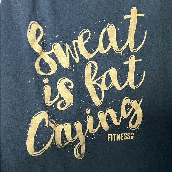 Fitness Tee Co Sweat Is Fat Crying Steel Gray Blue Racerback Tank Top 🌟2 for 20 - Picture 10 of 10